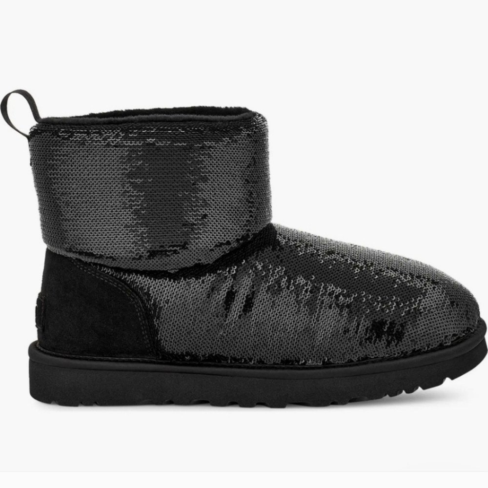 Ugg Classic Mini Mirror Ball Sequin Fur SN 1151291 Designer Winter Black #137